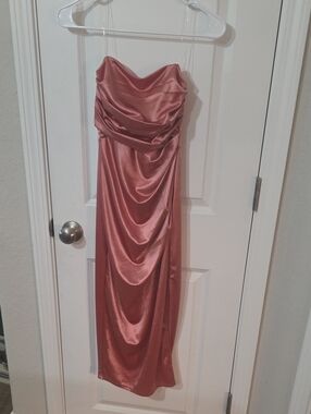 Windsor Strapless Satin Gown in Dusty Rose